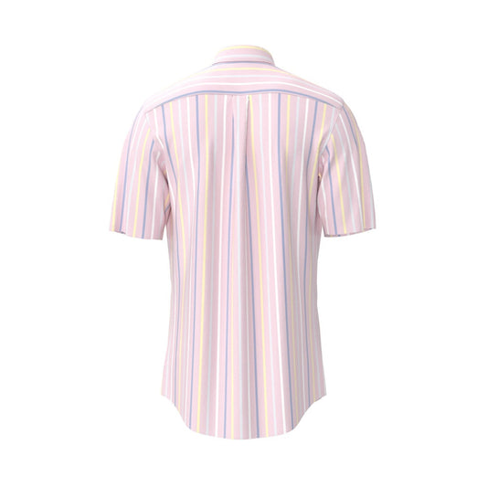 Fynch Hatton 1504 8491 461 Peony Summer Oxford Stripes Short Sleeve Casual Shirt