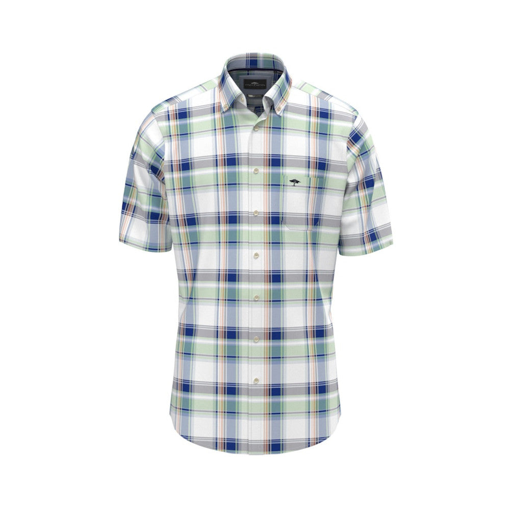 Fynch Hatton 1503 8321 628 Strong Blue Colorful Combi Checks Short Sleeve Casual Shirt