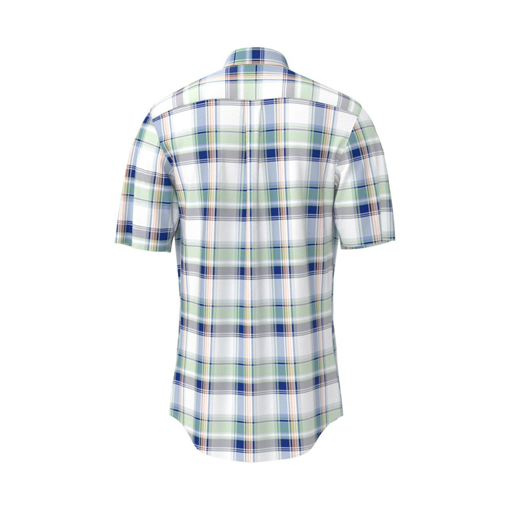 Fynch Hatton 1503 8321 628 Strong Blue Colorful Combi Checks Short Sleeve Casual Shirt