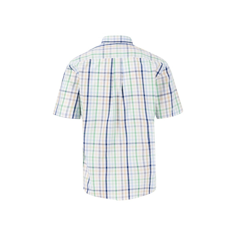 Fynch Hatton 1503 5251 722 Turf Green Combi Check Short Sleeve Casual Shirt