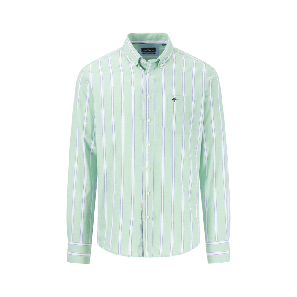 Fynch Hatton 1503 5280 722 Turf Green Modern Oxford Stripes Long Sleeve Casual Shirt