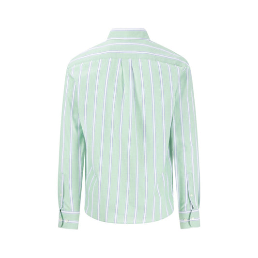 Fynch Hatton 1503 5280 722 Turf Green Modern Oxford Stripes Long Sleeve Casual Shirt