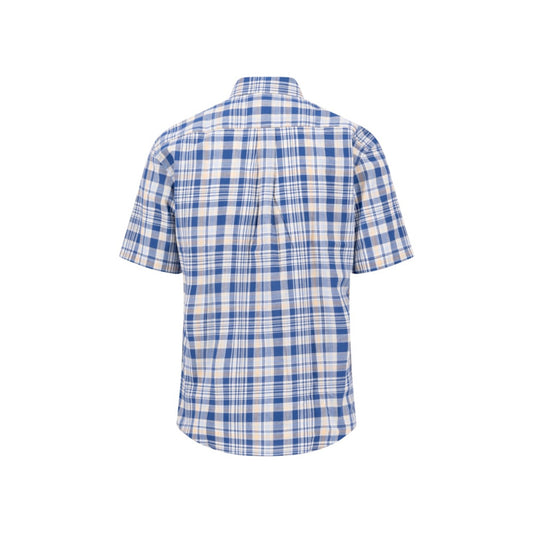 Fynch Hatton 1604 5031 212 Tangerine Slub Check Short Sleeve Casual Shirt
