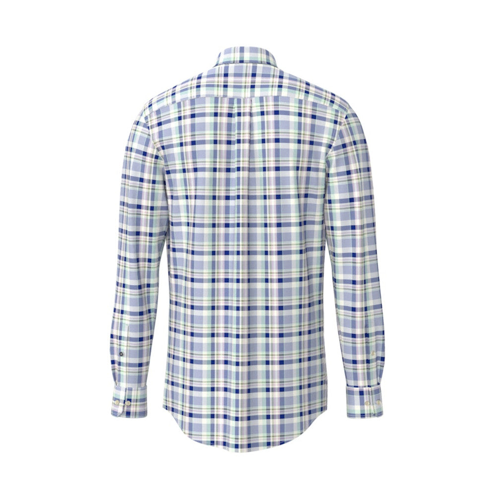 Fynch Hatton 1613 8420 744 Mint Washed Oxford Stripes Short Sleeve Casual Shirt