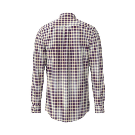 Fynch Hatton 1509 8790 368 Deep Merlot Poplin Check Long Sleeve Shirt