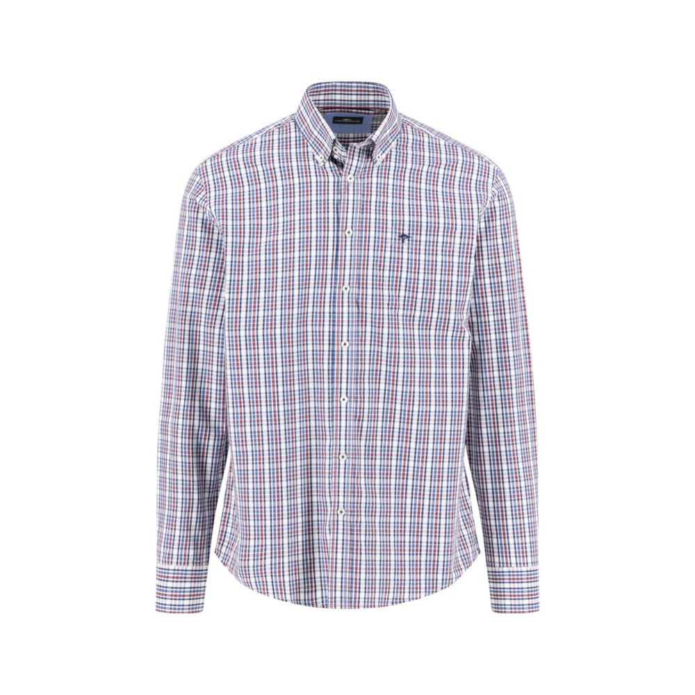 Fynch Hatton 1514 5750 368 Deep Merlot Check Long Sleeve Shirt