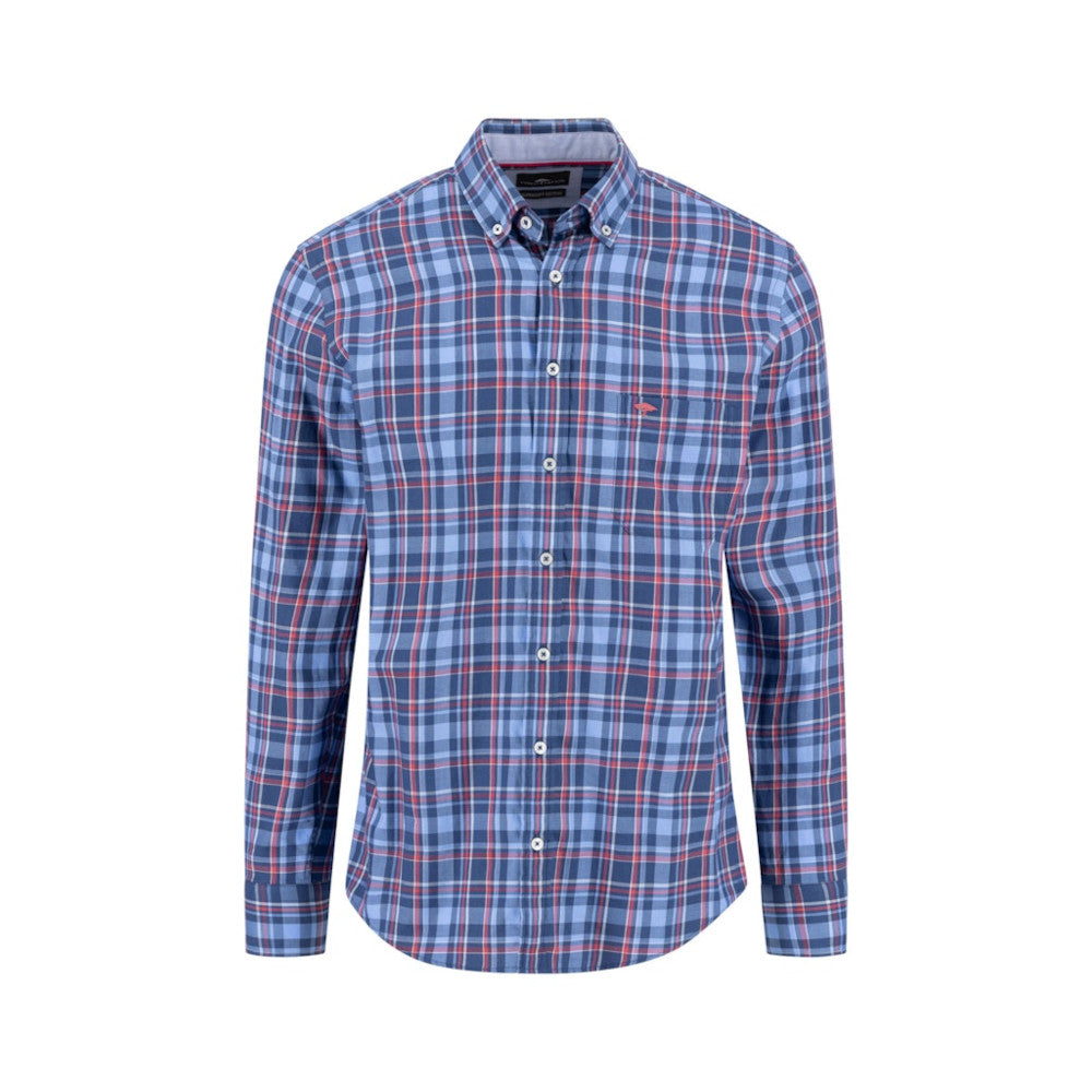 Fynch Hatton 1508 6270 415 Berry Twill Check Long Sleeve Shirt