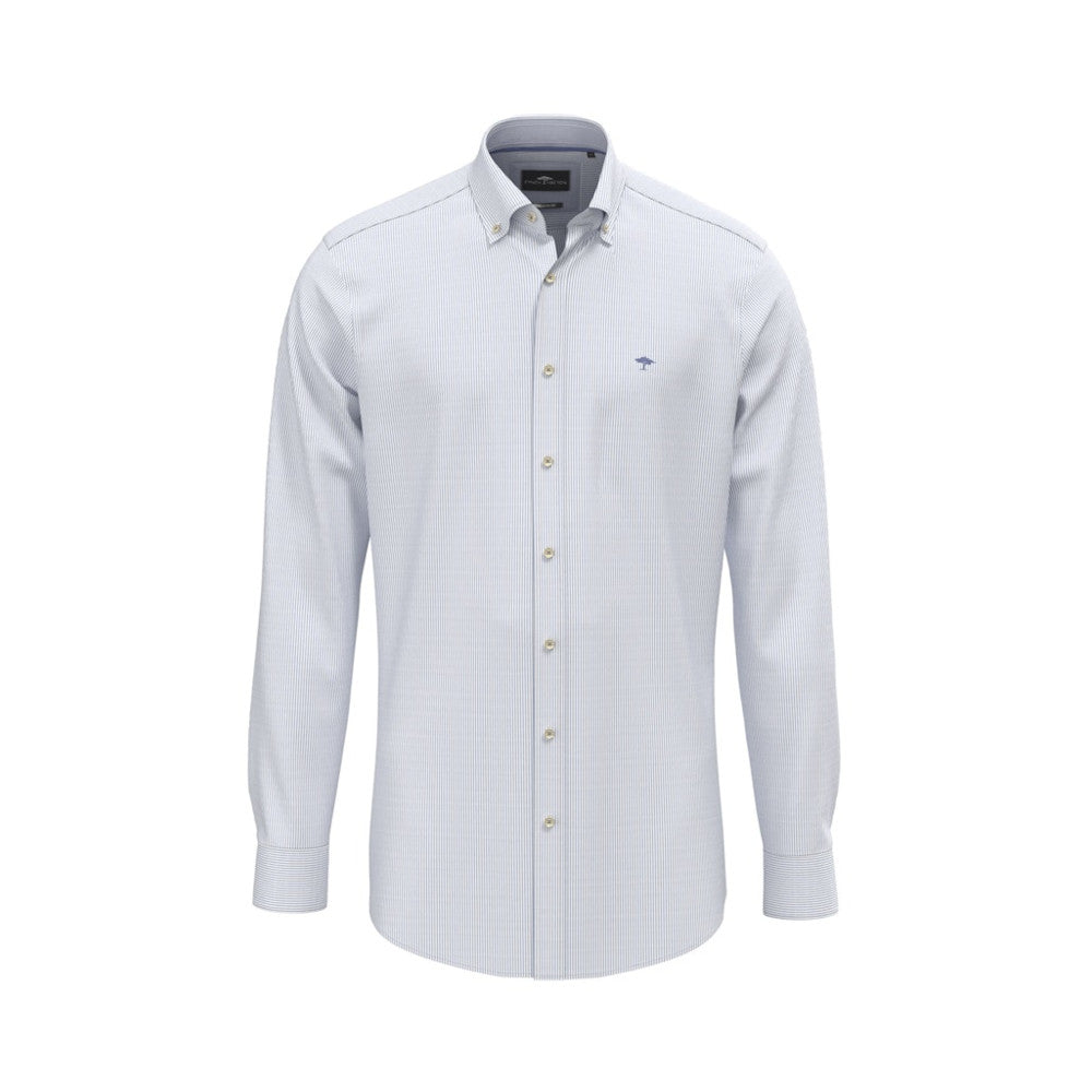 Fynch Hatton 1508 8320 604 Crystal Blue Oxford Stripe Long Sleeve Shirt