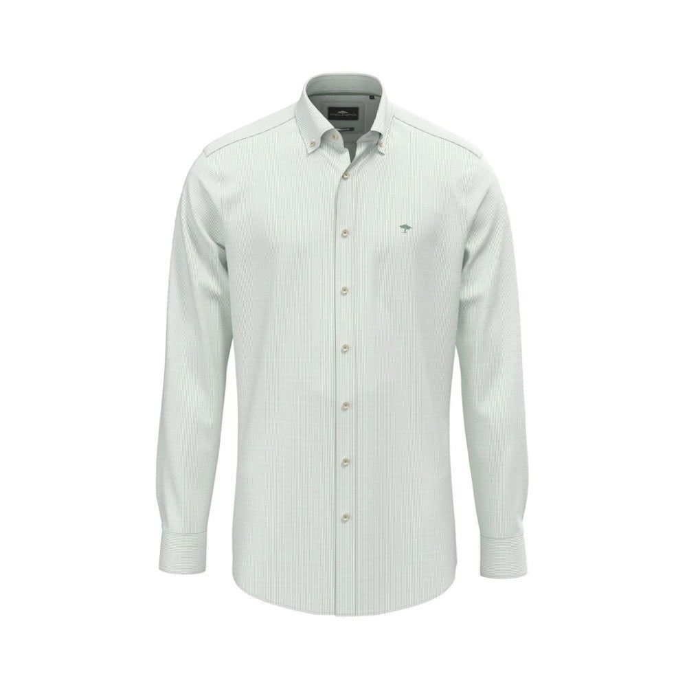 Fynch Hatton 1508 8320 734 Fern Oxford Stripe Long Sleeve Shirt