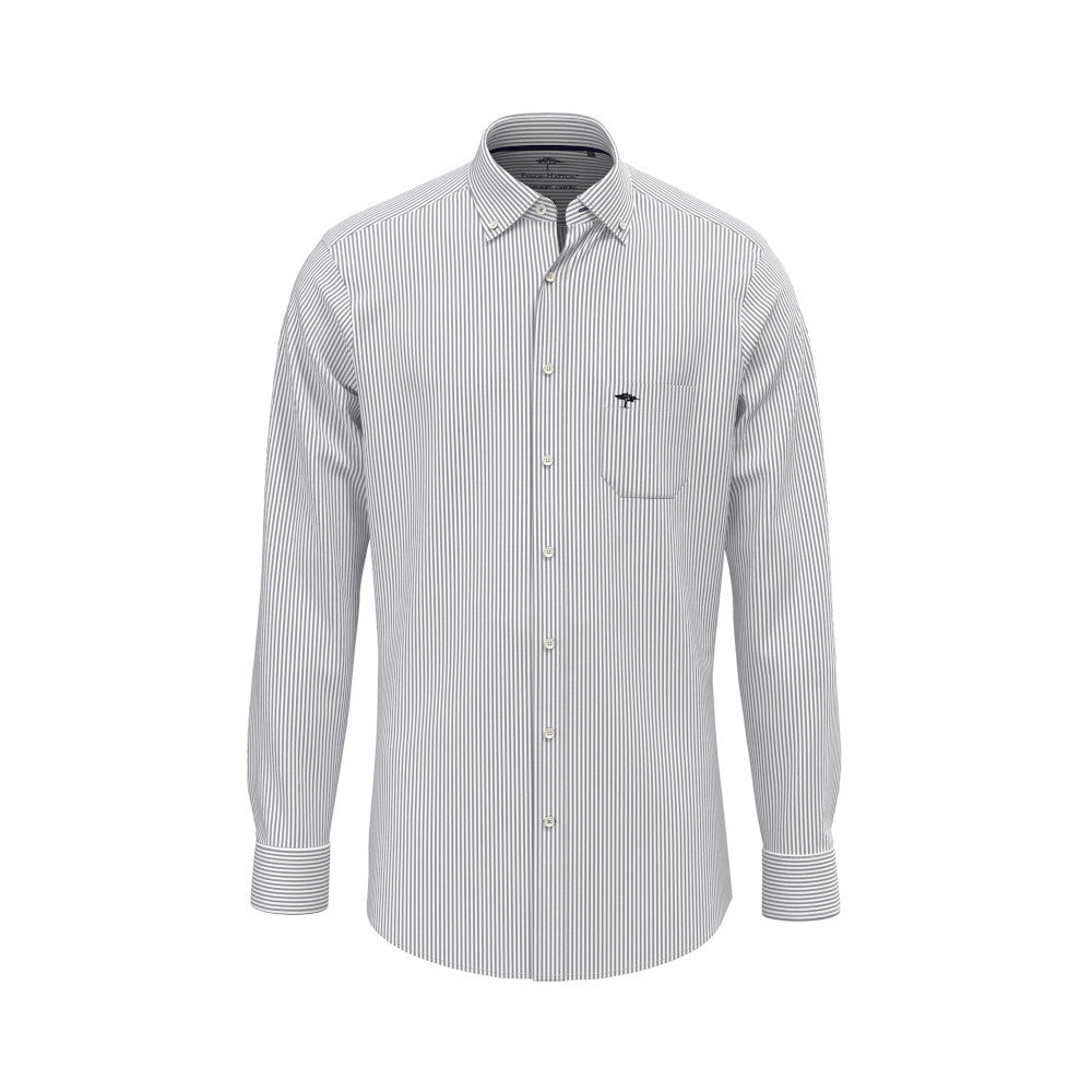 Fynch Hatton 1000 5500 5570 Navy Stripe Long Sleeve Casual Shirt