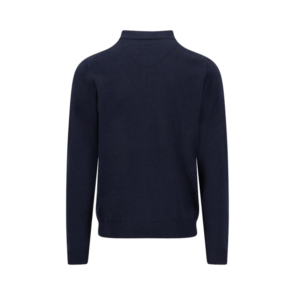 Fynch Hatton Sfpk 242 690 Navy Long Sleeve Superfine Polo Shirt