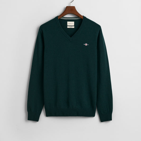 Gant 87212 374 Tartan Green Superfine Lambswool V-Neck