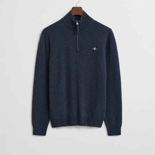 Gant 87213 480 Dark Navy Melange Superfine Lambswool Half Zip