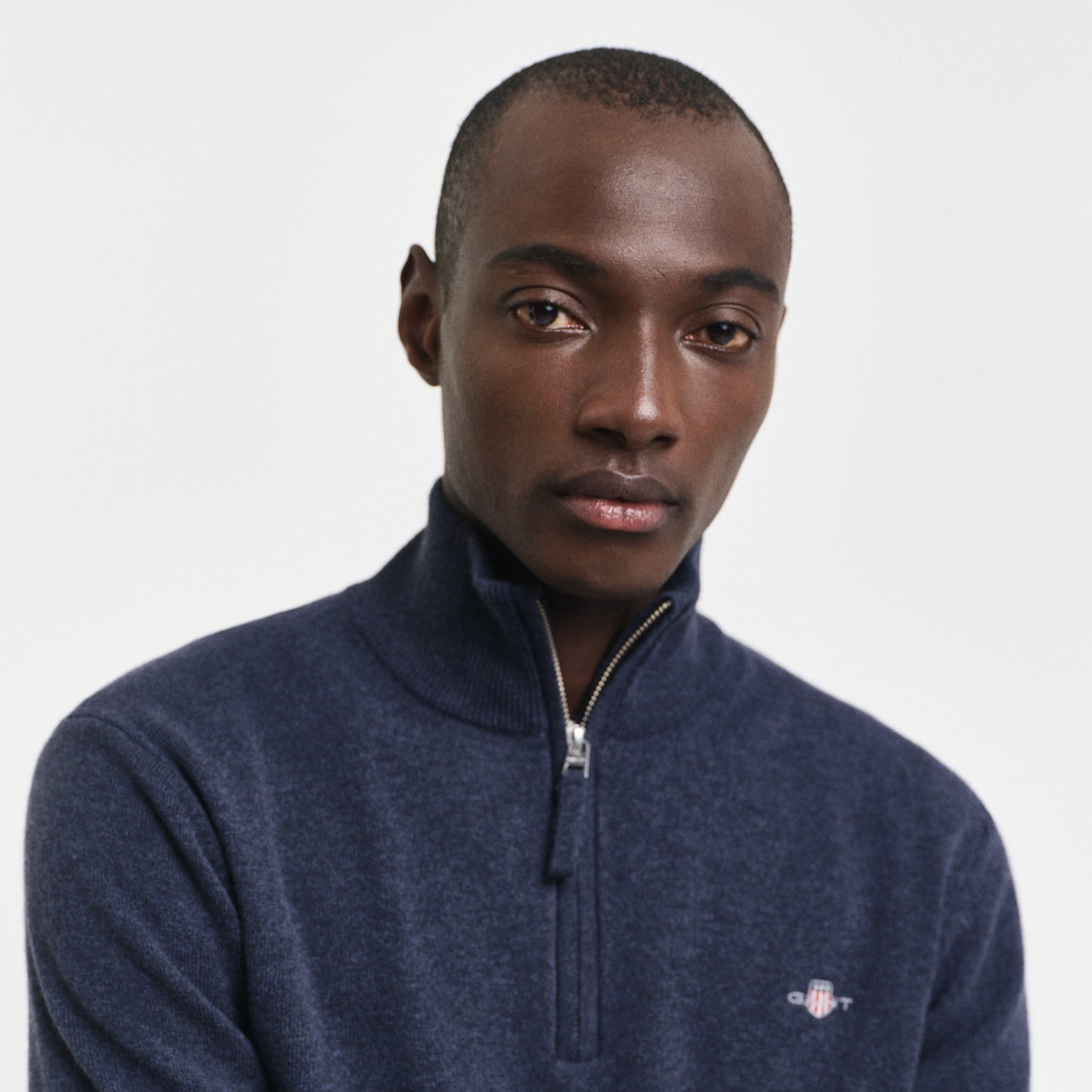 Gant 87213 480 Dark Navy Melange Superfine Lambswool Half Zip