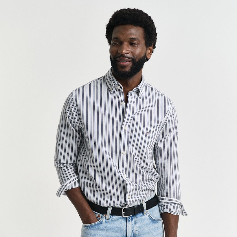 Gant 3250031 110 White Reg Classic Poplin Stripe Shirt