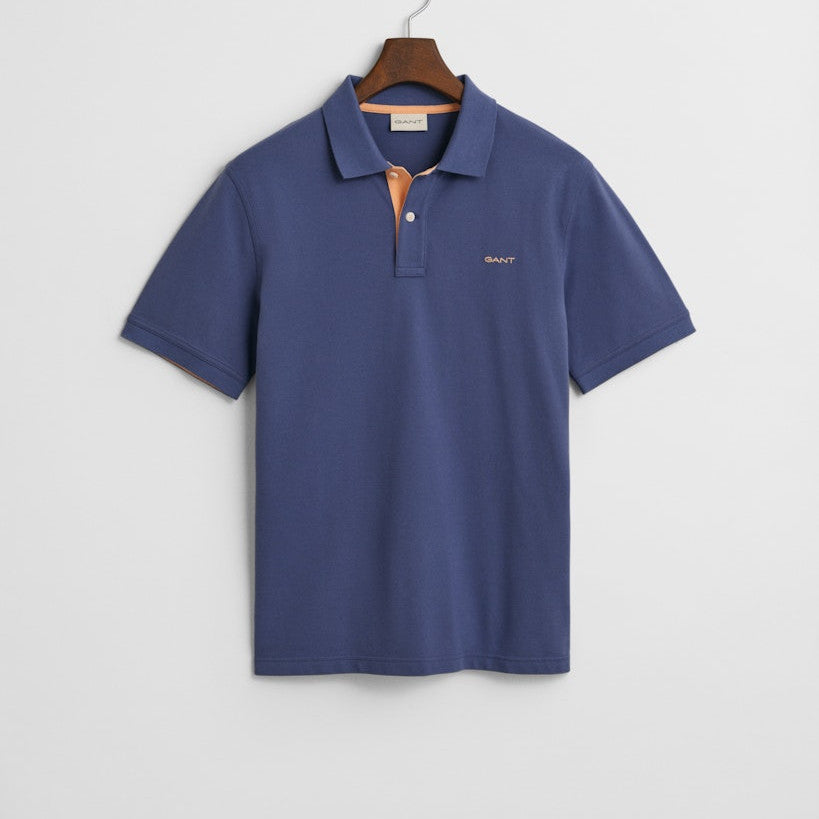 Gant 2062026 401 Dusty Navy Reg Contrast Pique Ss Polo