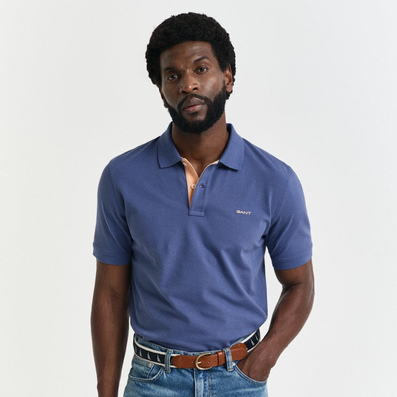 Gant 2062026 401 Dusty Navy Reg Contrast Pique Ss Polo