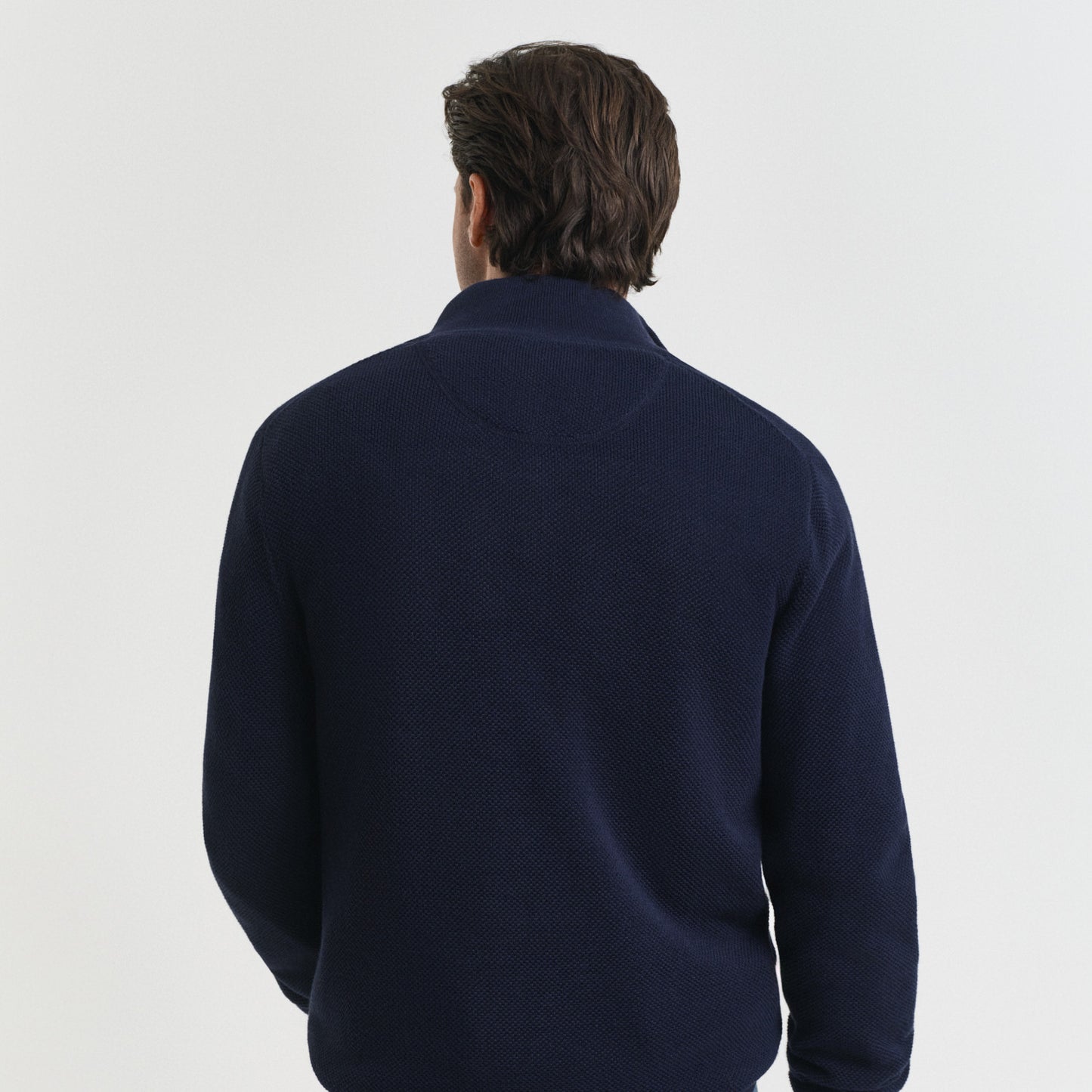Gant 8040523 433 Evening Blue Cotton Pique Half Zip