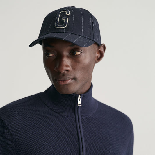 Gant 8040523 433 Evening Blue Cotton Pique Half Zip