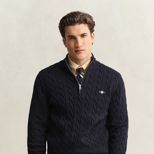 Gant 8050603 433 Evening Blue Cotton Cable Half Zip