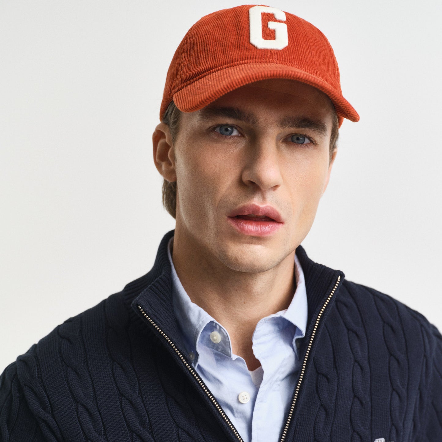 Gant 8050603 433 Evening Blue Cotton Cable Half Zip