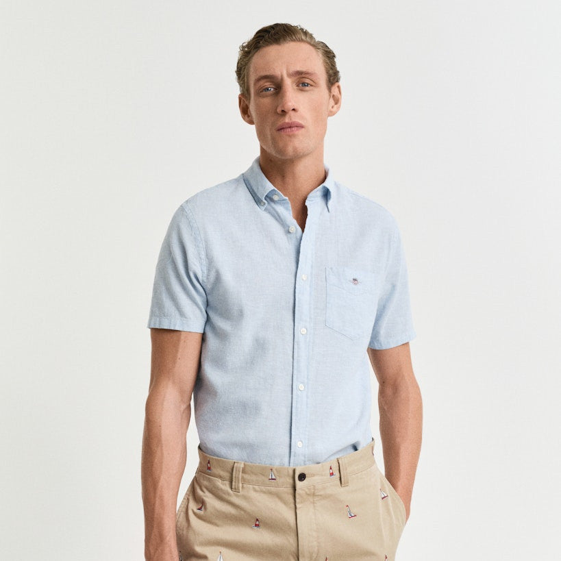 Gant 3250083 457 Fresh Blue Reg Cotton Linen Ss Shirt