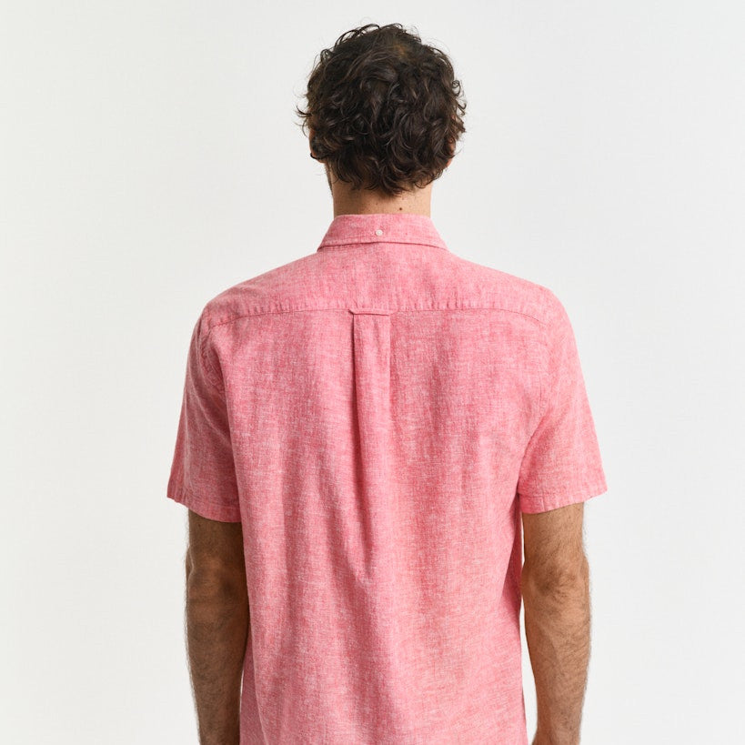 Gant 3250041 643 Brick Red Reg Cotton Linen Check Ss Shirt