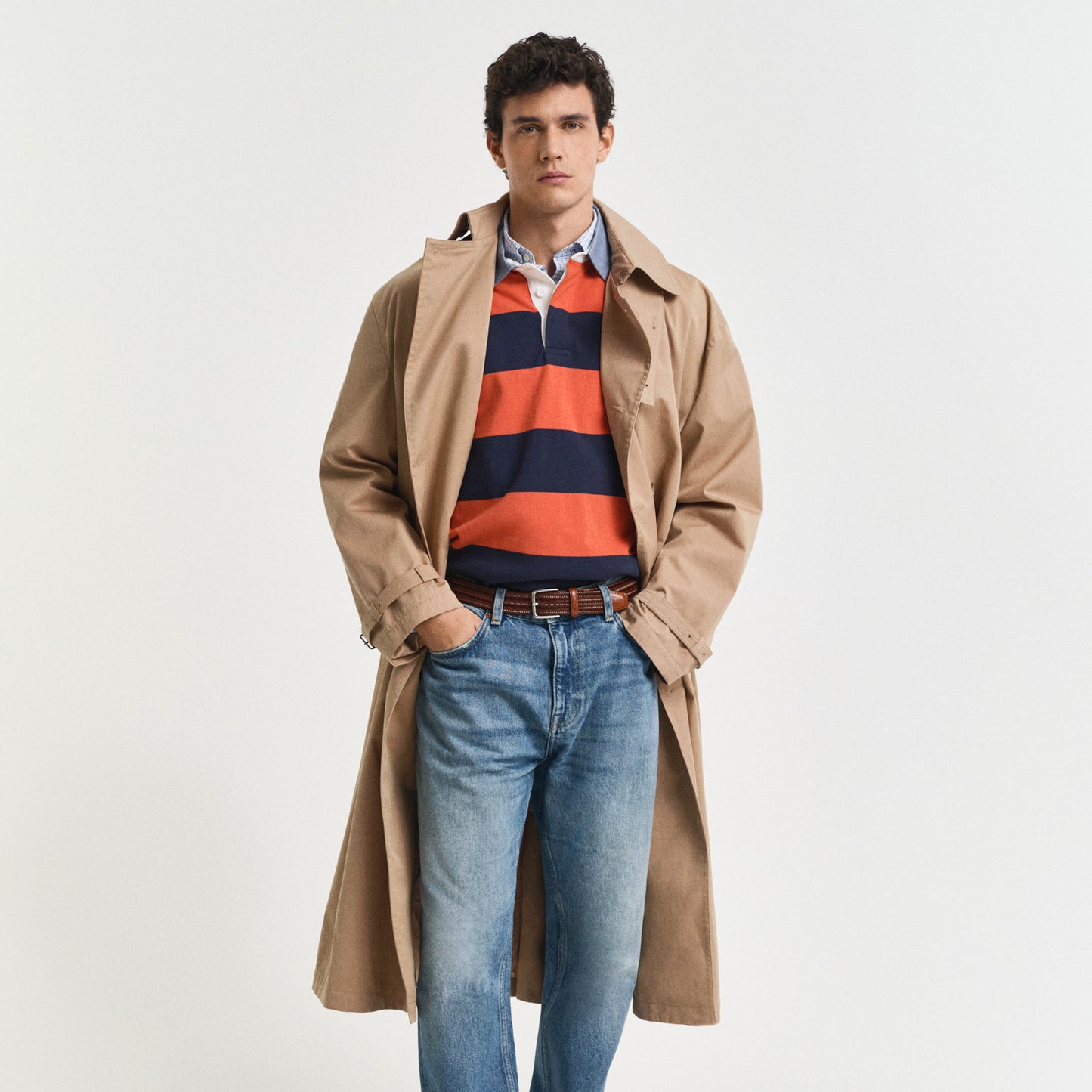 Gant 2004083 845 Reg Chambray Deep Orange Stripe Heavy Rugger