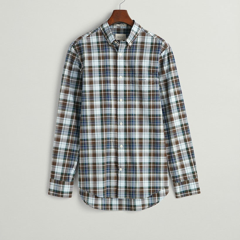 Gant 3230171 274 Rich Brown Reg Poplin Medium Check Shirt