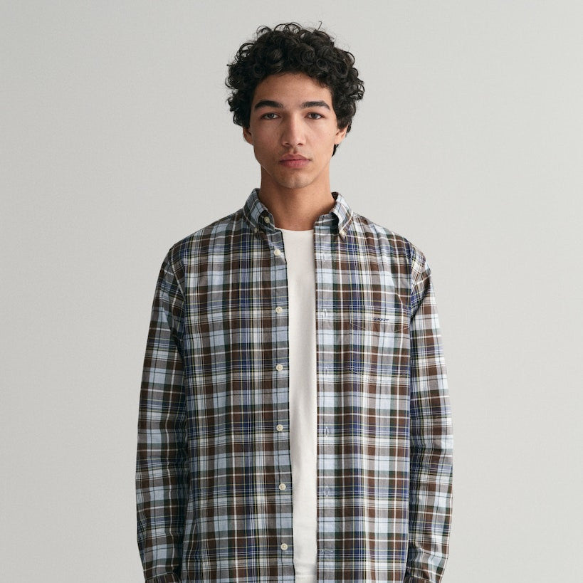 Gant 3230171 274 Rich Brown Reg Poplin Medium Check Shirt