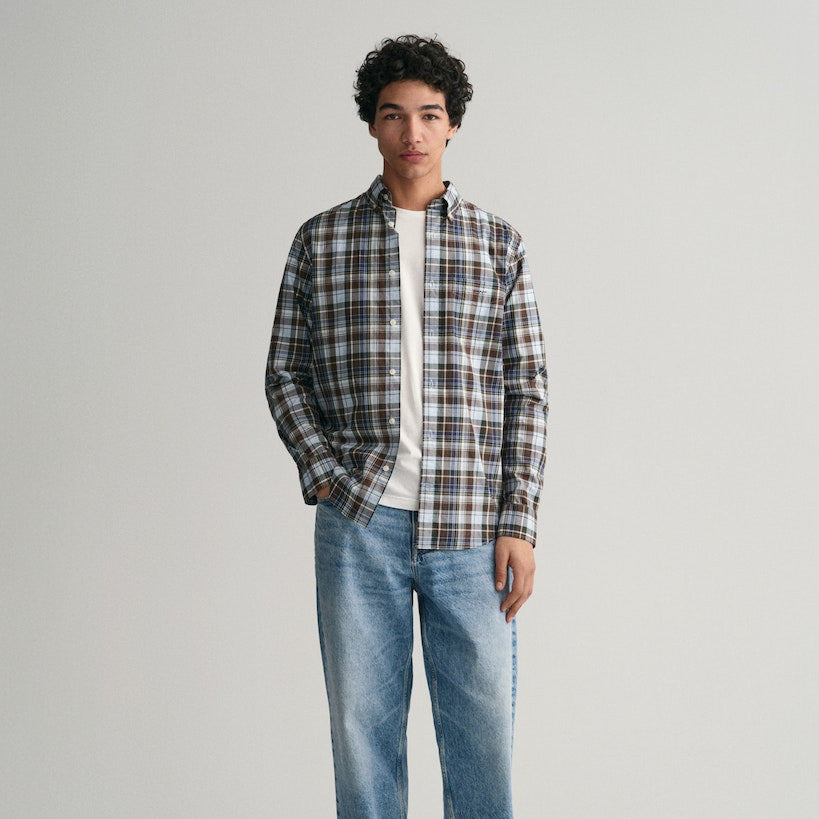 Gant 3230171 274 Rich Brown Reg Poplin Medium Check Shirt