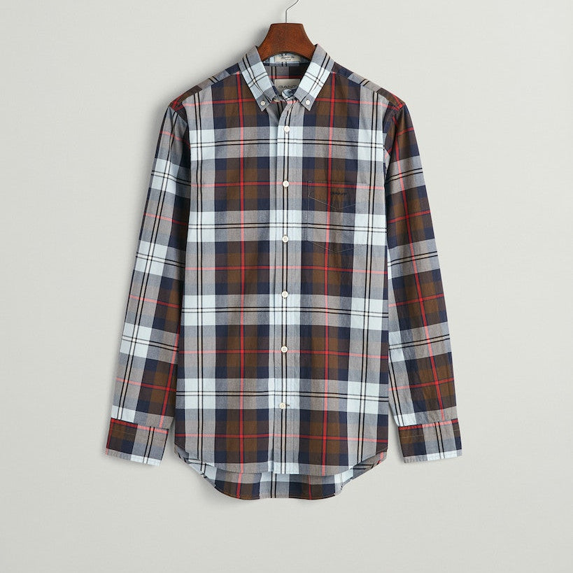 Gant 3230173 274 Rich Brown Reg Poplin Large Check Shirt