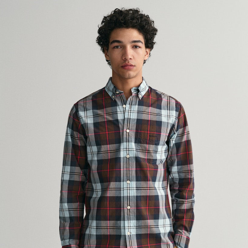Gant 3230173 274 Rich Brown Reg Poplin Large Check Shirt
