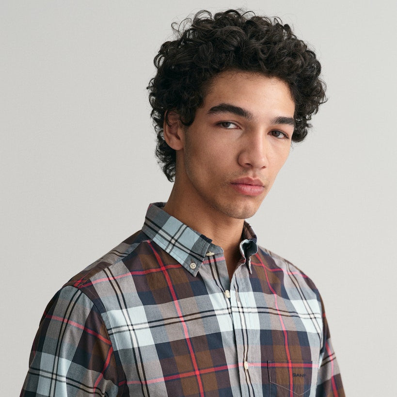 Gant 3230173 274 Rich Brown Reg Poplin Large Check Shirt