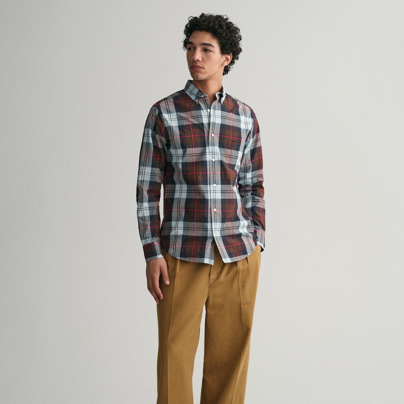 Gant 3230173 274 Rich Brown Reg Poplin Large Check Shirt