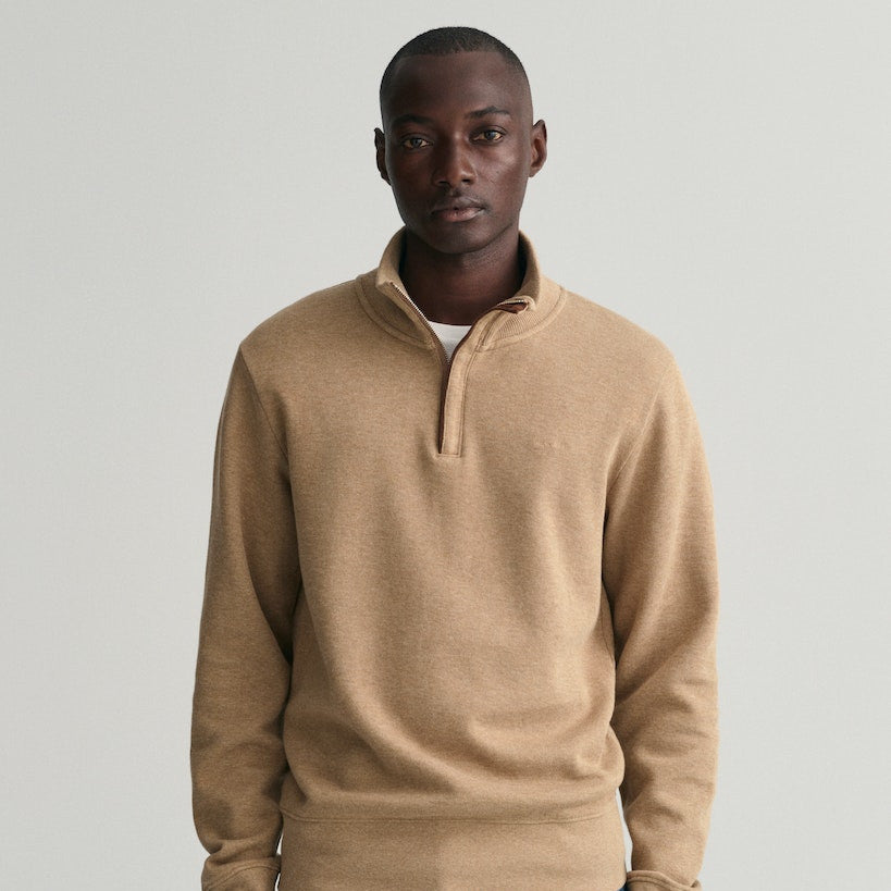 Gant 2068028 296 Khaki Mel Sacker Rib Half Zip