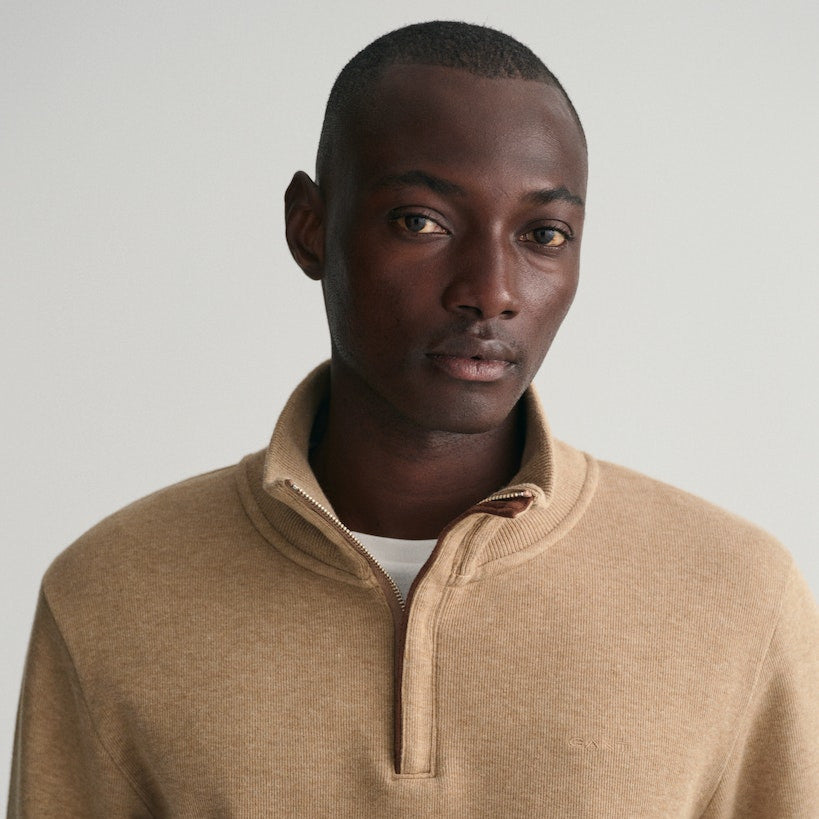 Gant 2068028 296 Khaki Mel Sacker Rib Half Zip