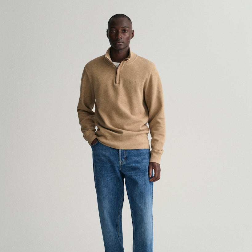 Gant 2068028 296 Khaki Mel Sacker Rib Half Zip