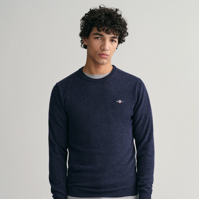 Gant 87211 480 Dark Navy Melange Superfine Lambswool C-Neck