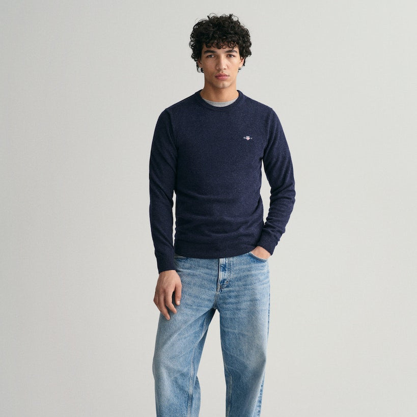 Gant 87211 480 Dark Navy Melange Superfine Lambswool C-Neck