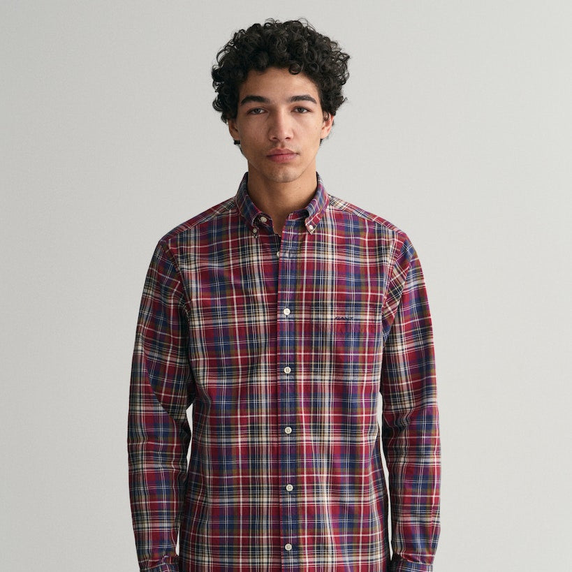 Gant 3230171 604 Plumped Red Reg Poplin Medium Check Shirt