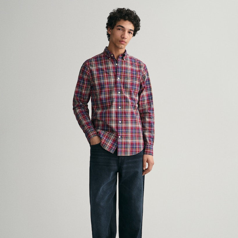 Gant 3230171 604 Plumped Red Reg Poplin Medium Check Shirt