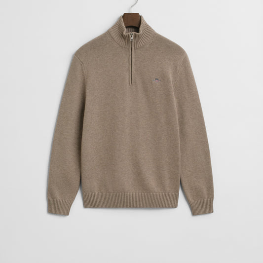 Gant 8030170 295 Dark Sand Melange Casual Cotton Half Zip