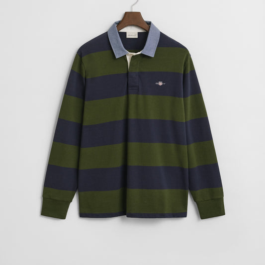 Gant 2004083 360 Country Green Reg Chambray Stripe Heavy Rugger