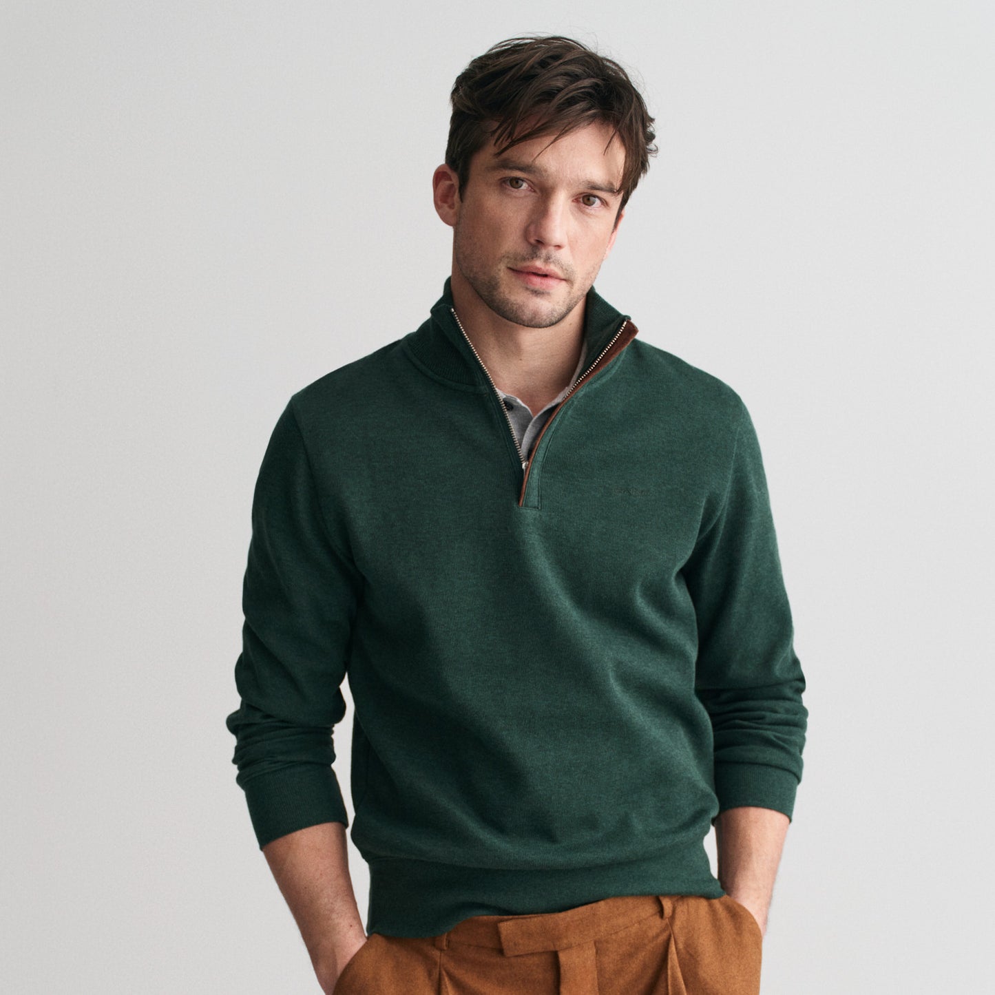 Gant 2068028 374 Tartan Green Sacker Rib Half Zip