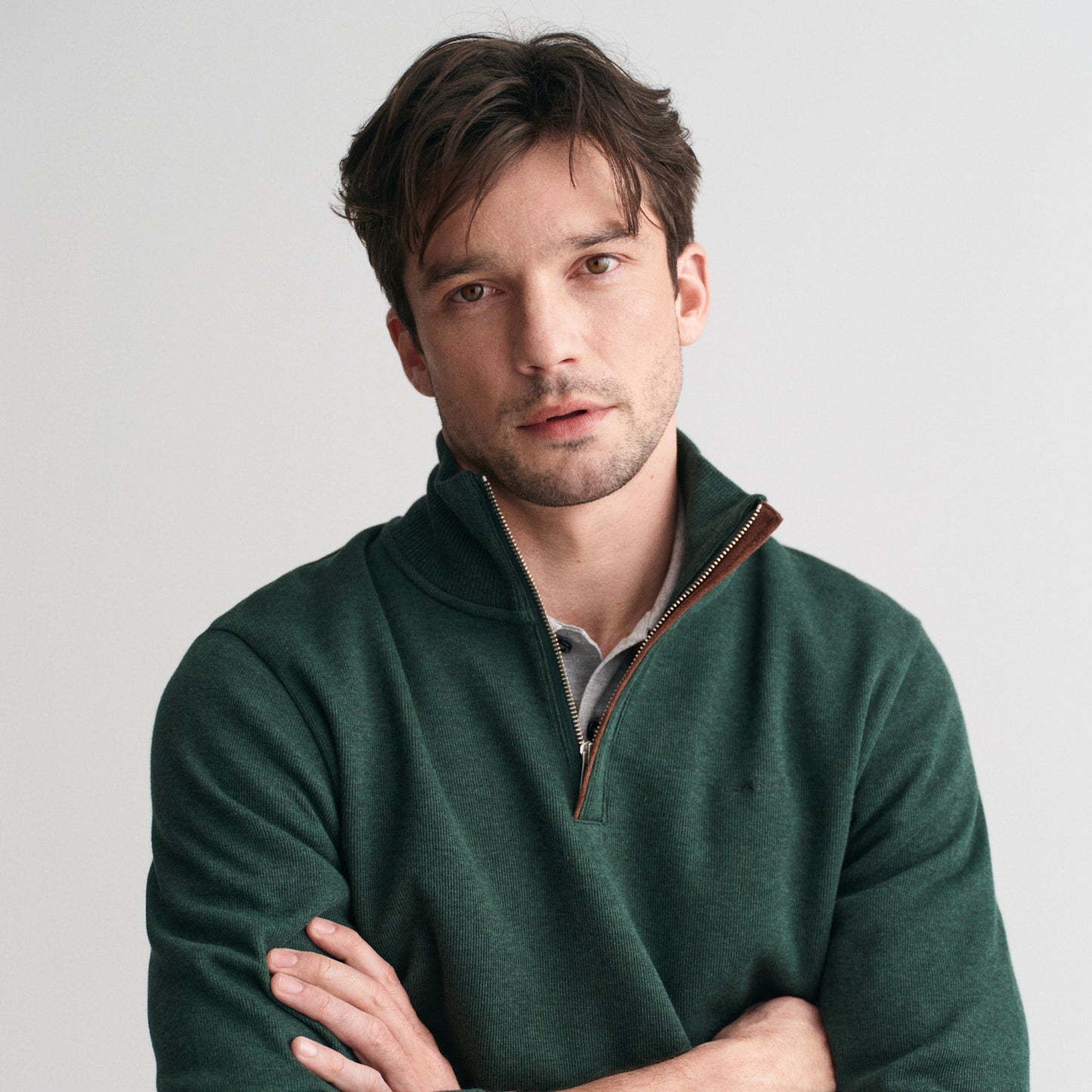 Gant 2068028 374 Tartan Green Sacker Rib Half Zip
