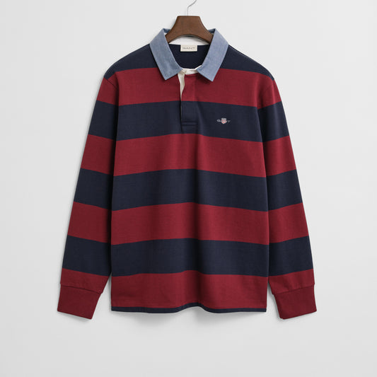 Gant 2004083 604 Plumped Red Reg Chambray Stripe Heavy Rugger