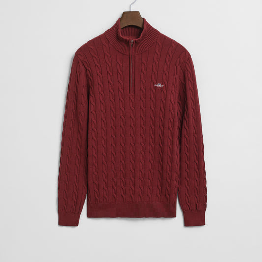 Gant 8050603 604 Plumped Red Cotton Cable Half Zip