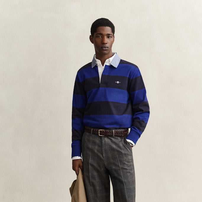 Gant 2004083 435 Crisp Blue Reg Chambray Stripe Heavy Rugger