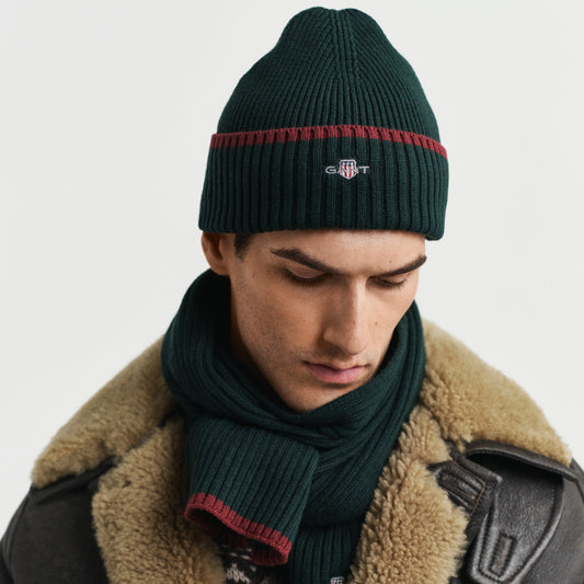 Gant 9910055 374 Tartan Green Hat & Scarf Set